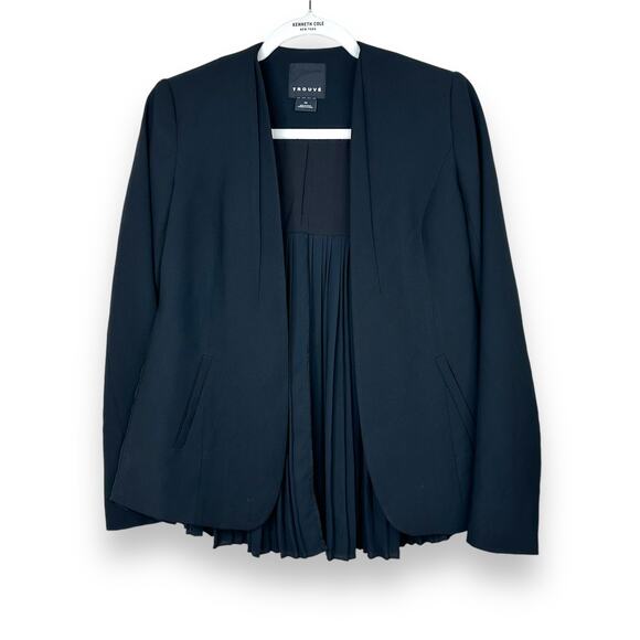 Trouve Nordstrom Black Pleated Flowy Chiffon Ethereal Back Open Jacket Blazer XS - Picture 3 of 10